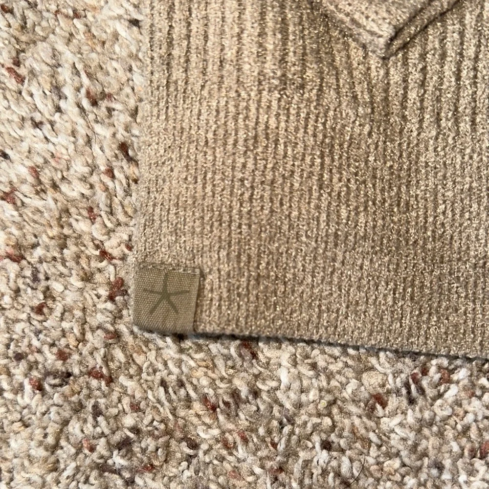 Barefoot Dreams Tan V-Neck Sweater Soft Knit